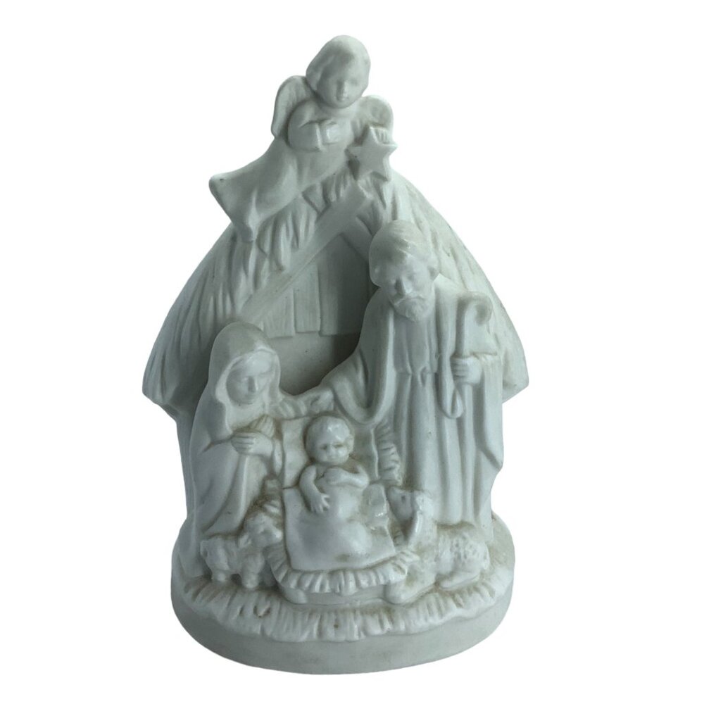 Vtg 1986‎ Lefton China Holy Family Figurine Hand Painted Nativity 7"x 7"x 3.5"